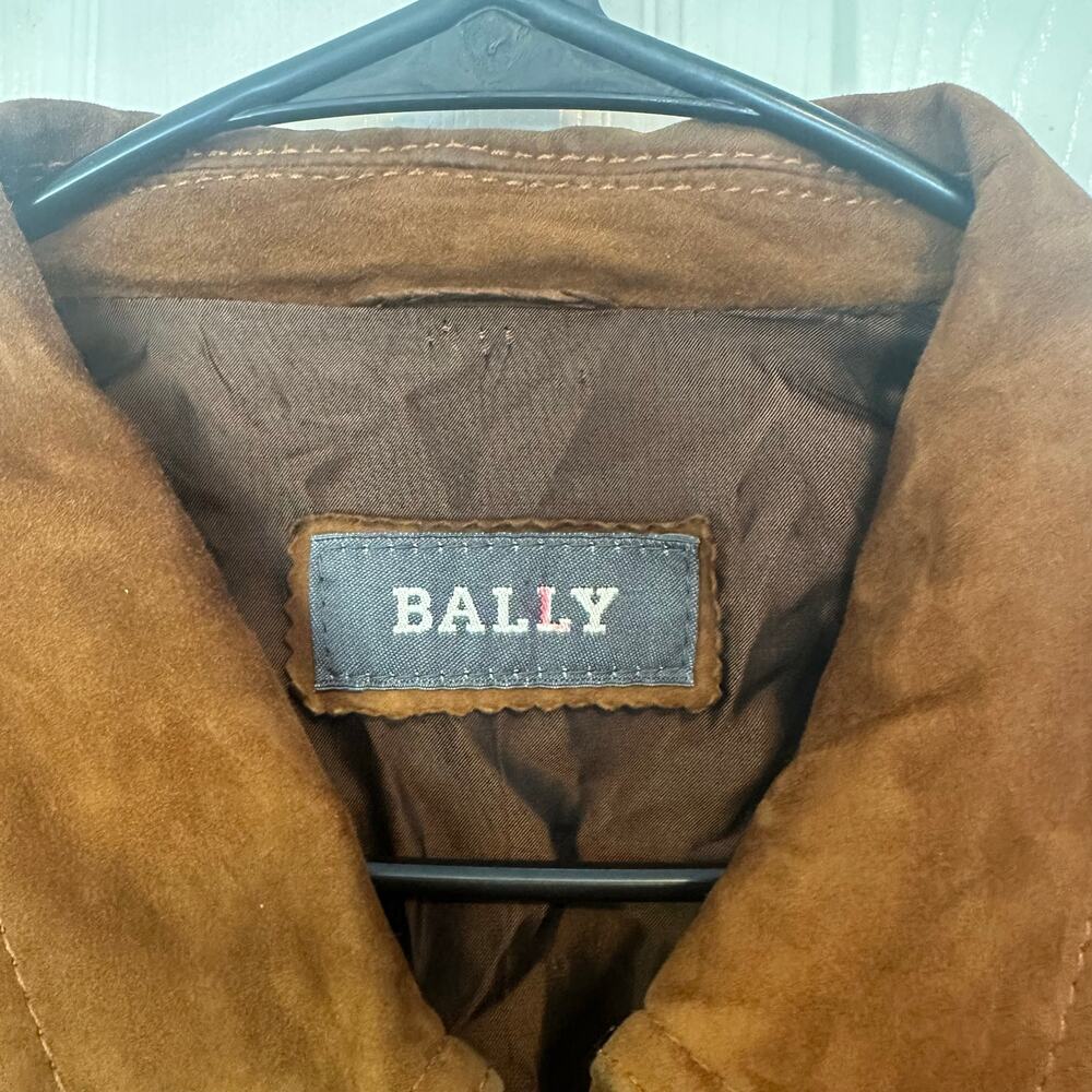 Bally VTG Men’s 100% Real Leather Suede Bomber Jacket Size 42 Brown Italy Made - Picture 3 of 14